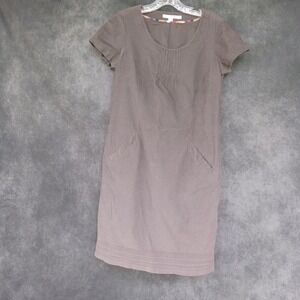 BODEN Women's Gray Montmartre Corduroy Fine Wale‎ Pin Tuck Sheath Dress US 6